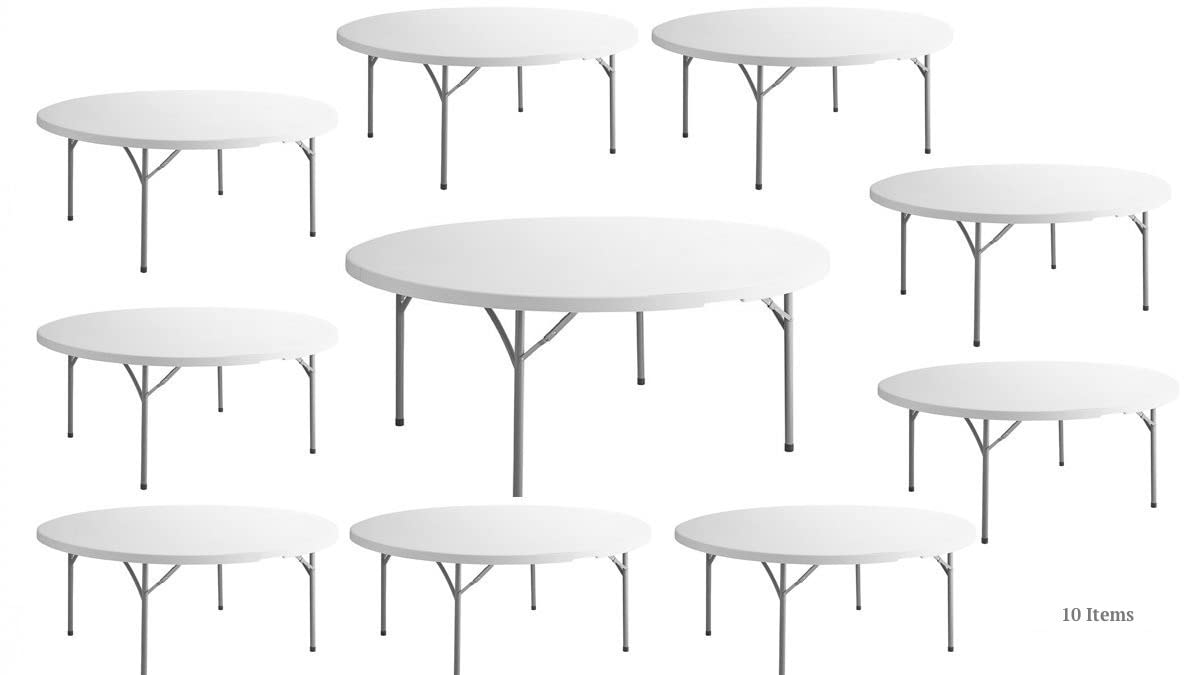 White 6 Ft Round Plastic Folding Table L59124