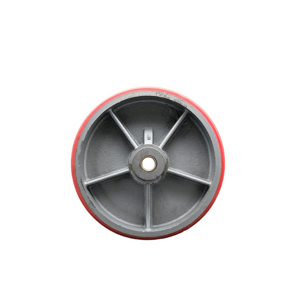 Red Poly on Cast Iron Wheel with Roller Bearing B307079