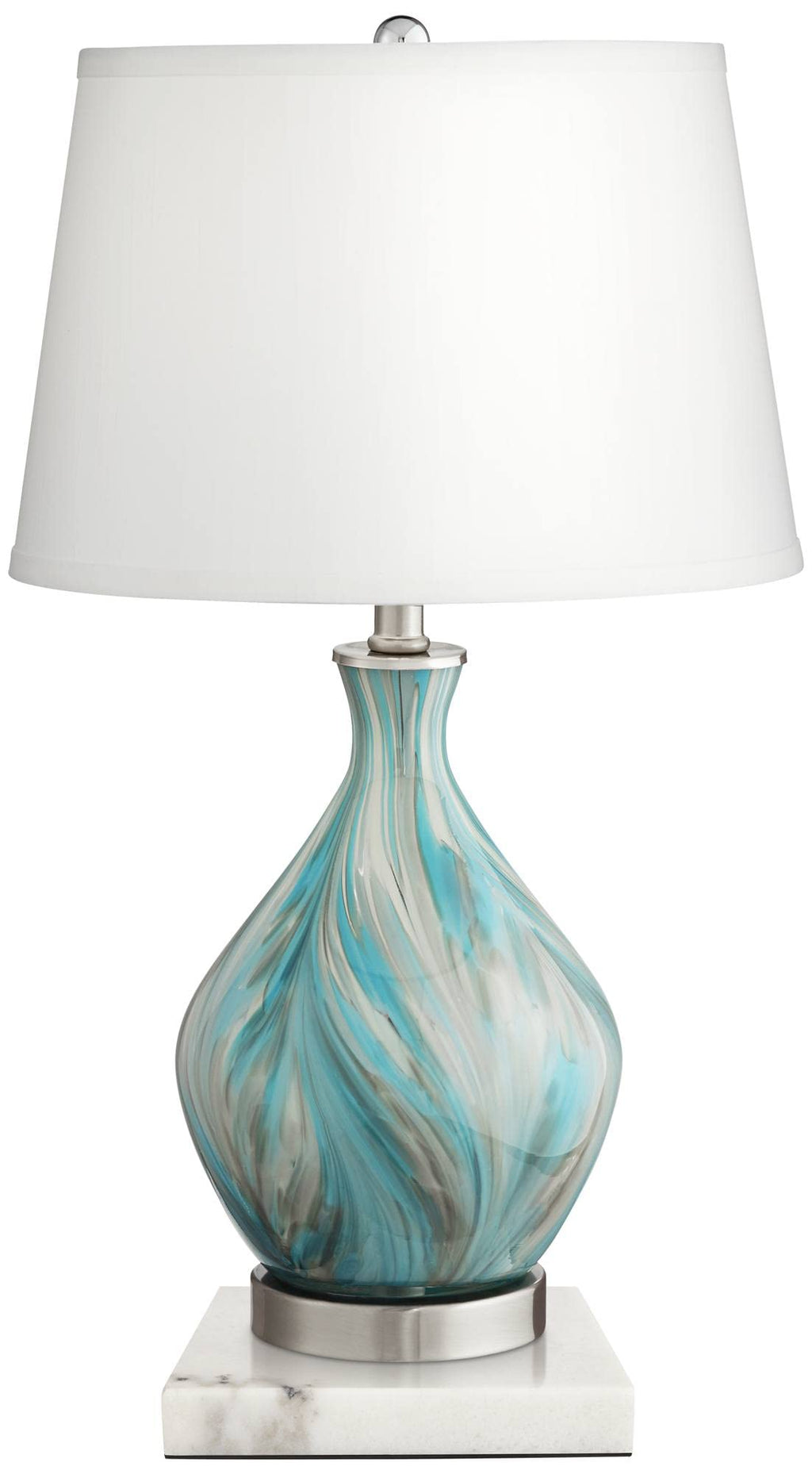 22" High Table Lamp Vase with Square White Marble Riser H731070