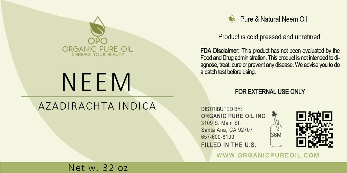 100% Pure Cold Pressed Neem Oil 32 oz M189