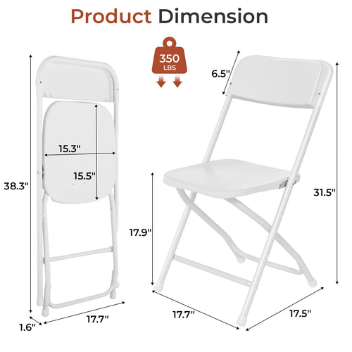 10 Pack White Plastic Folding Chair N628803