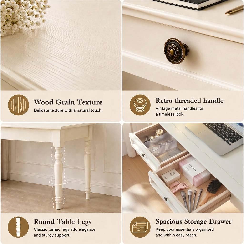 White Writing Desk with Drawers L7636