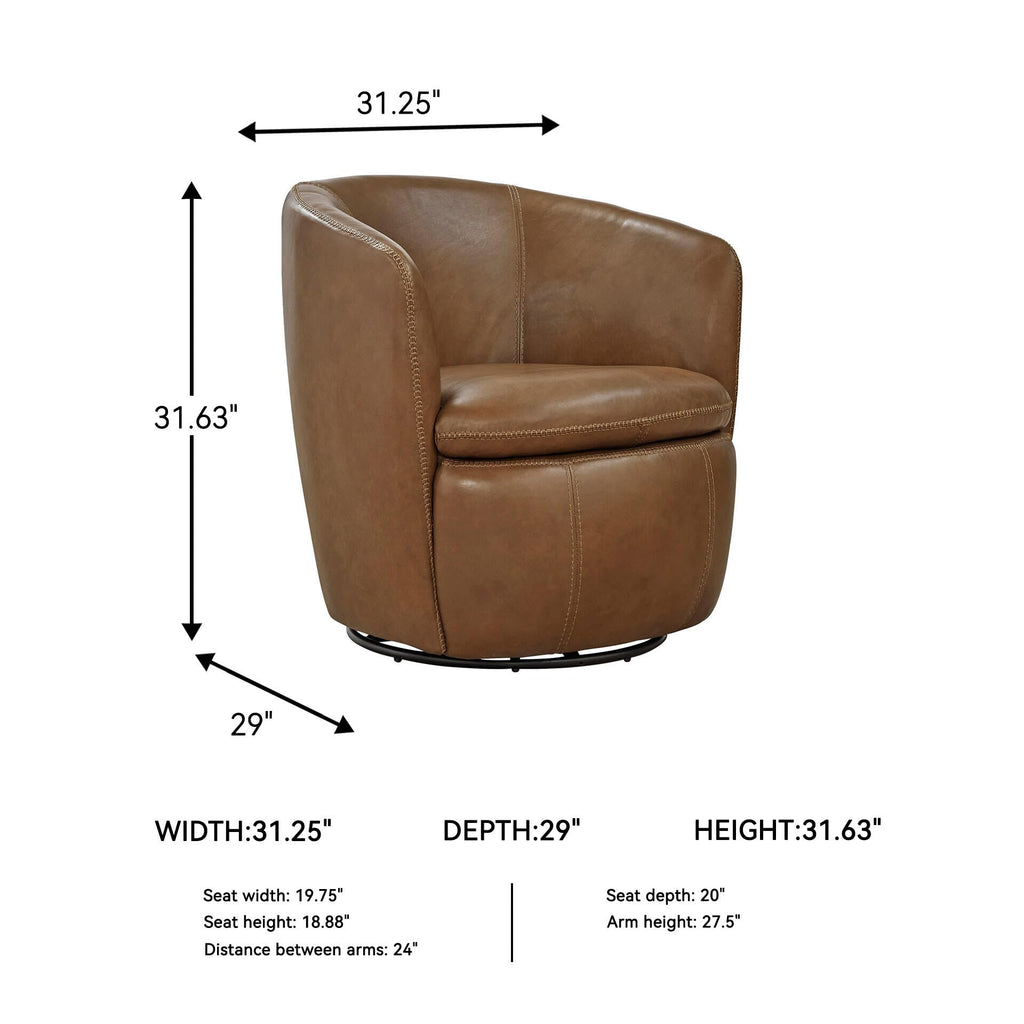 Top Grain Leather Swivel Barrel Chair P398330