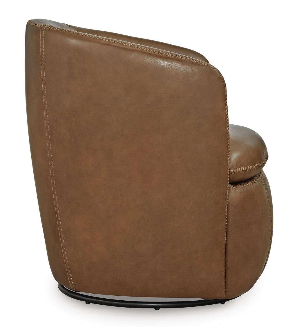 Top Grain Leather Swivel Barrel Chair P398330