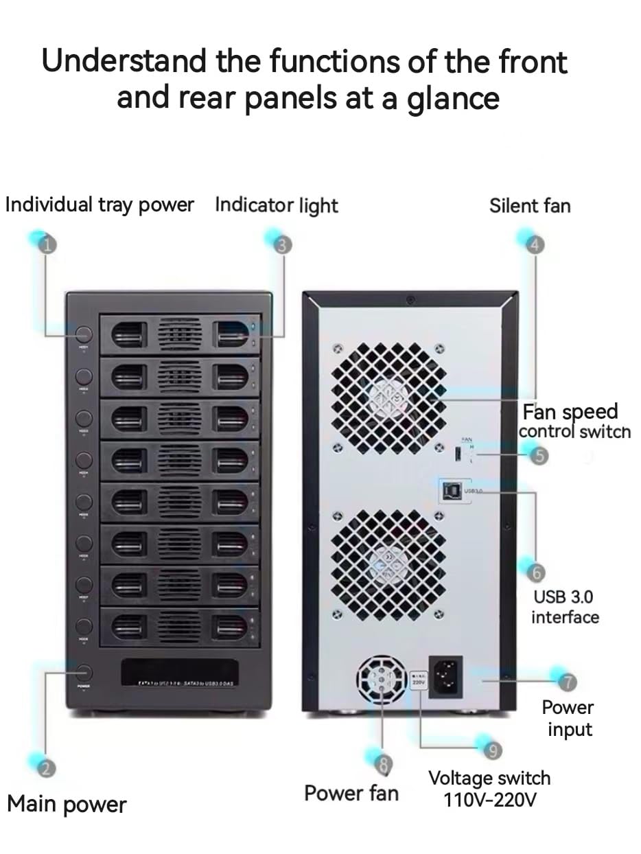 8-Bay Black Hard Drive Enclosure H29994
