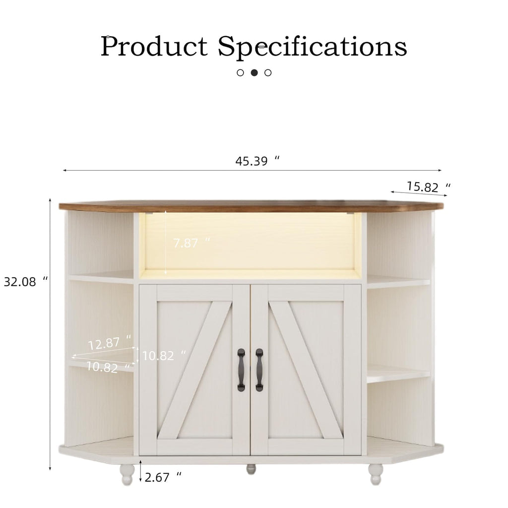 White Corner TV Stand with Storage D509552