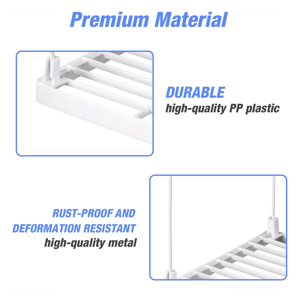 4-Pack Stackable Plastic Kitchen Storage Shelf Foldable Rack White E136866