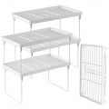 4-Pack Stackable Plastic Kitchen Storage Shelf Foldable Rack White E136866