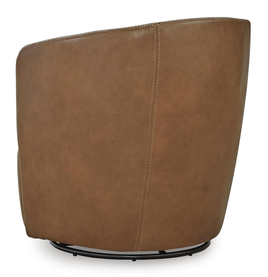 Top Grain Leather Swivel Barrel Chair P398330