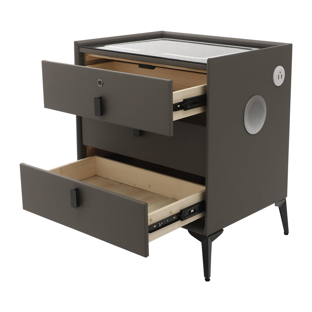 Dark Grey 3-Drawer Nightstand with Charging Station X169514