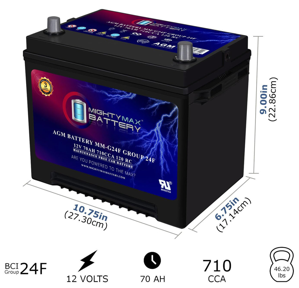 12V 70Ah AGM Battery D409
