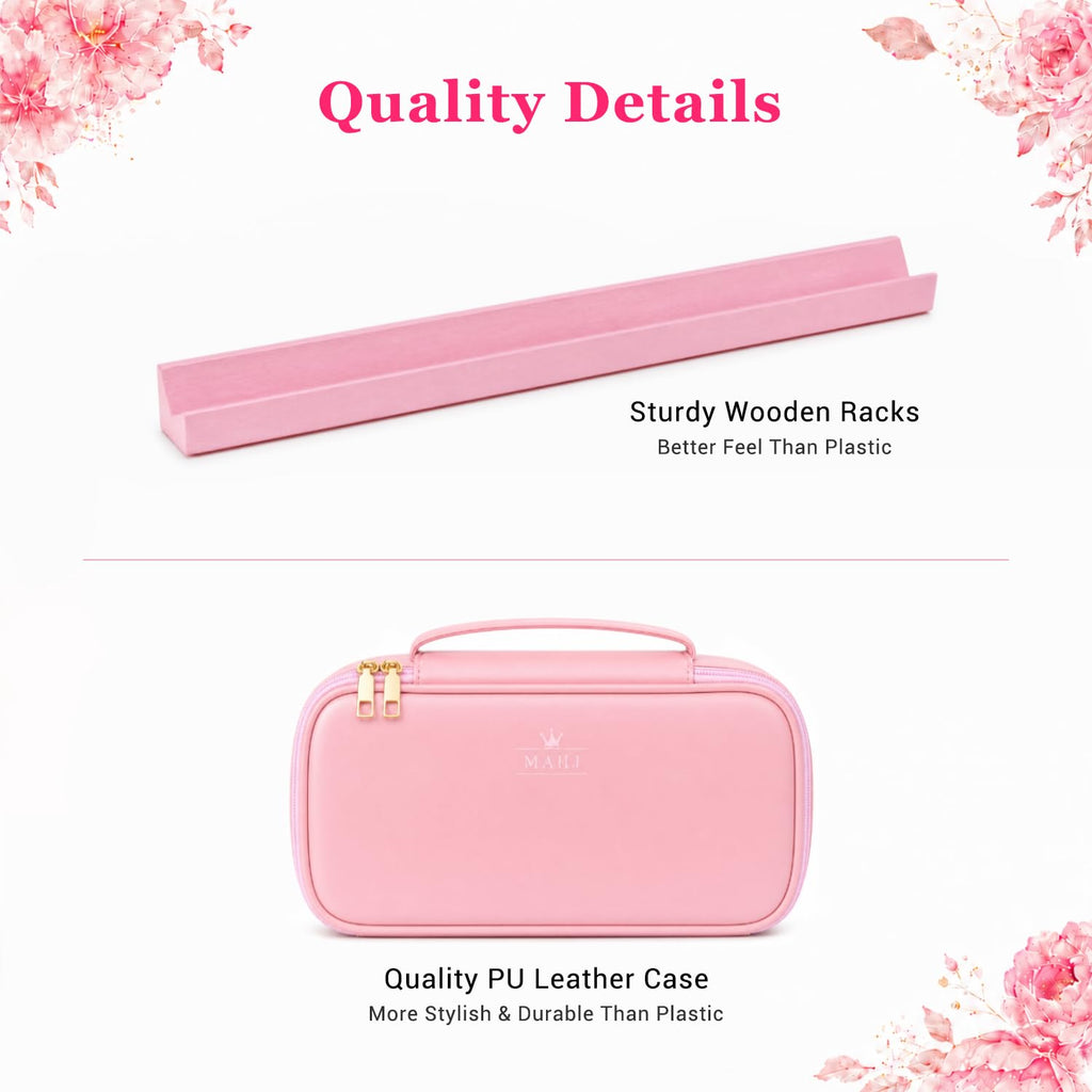 Pink Mini Travel Mahjong Tile Set with Racks and Bag G47350