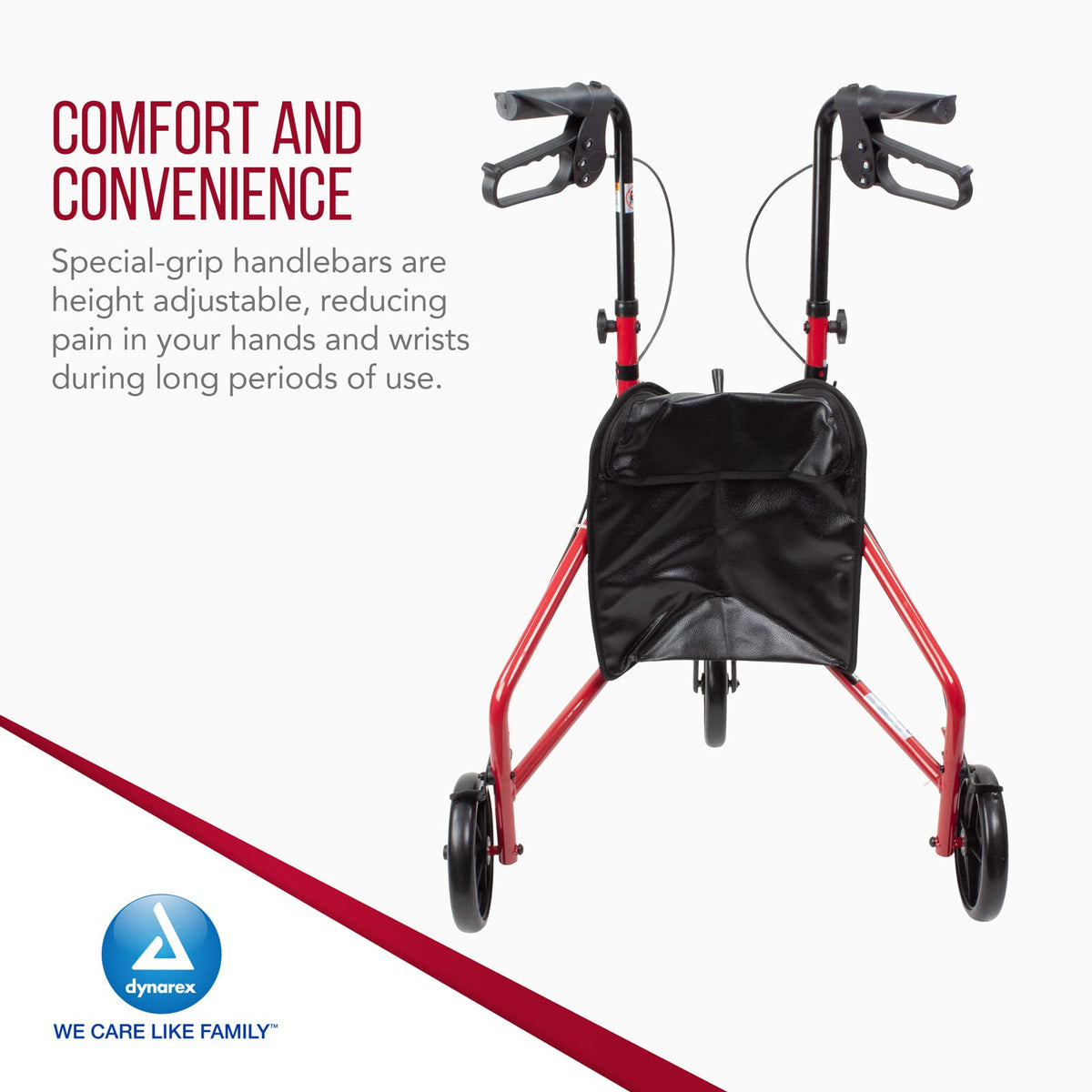 Foldable Lightweight 3-Wheel Rollator with Storage Pouch S293