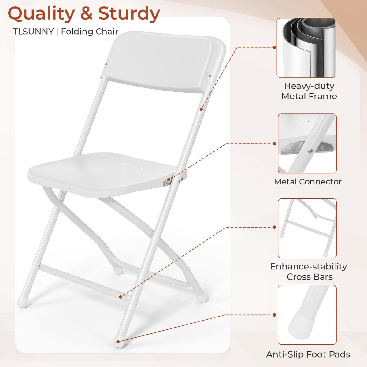 10 Pack White Plastic Folding Chair N628803