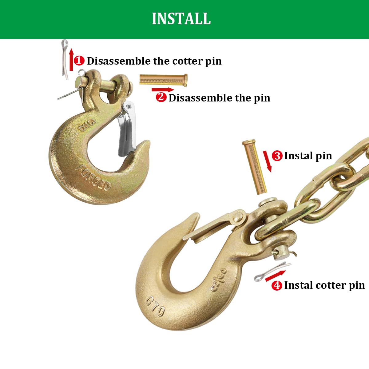 Heavy Duty Forged Steel Clevis Slip Hook 2pcs Q31402