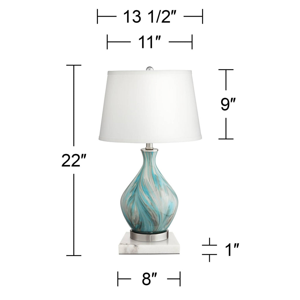 22" High Table Lamp Vase with Square White Marble Riser H731070
