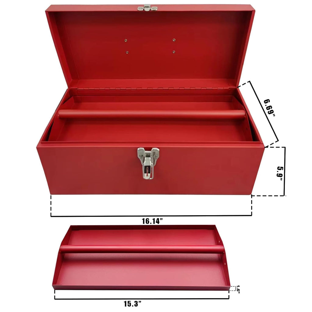 16" Small Metal Tool Box with Latch Closure U93175