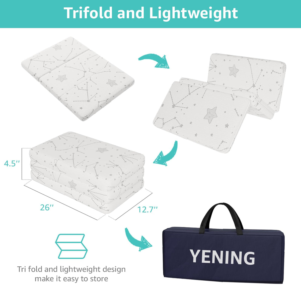 Organic Cotton Trifold Pack and Play Mattress Pad B737