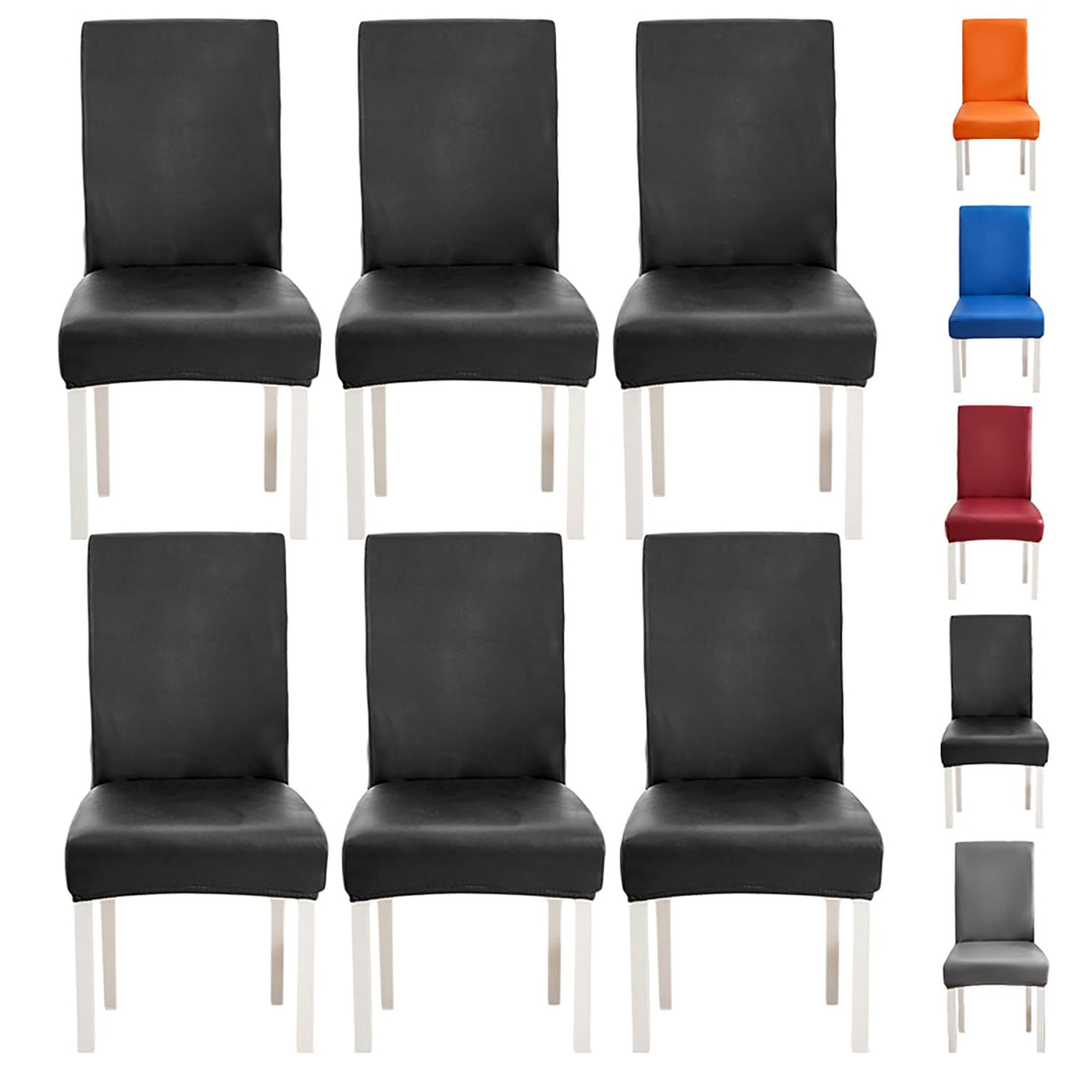 Black 6pcs Leather Chair Cover C111