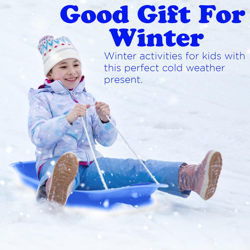 Kids Plastic Toboggan Snow Sled with Pull Rope 2 Pack I615700