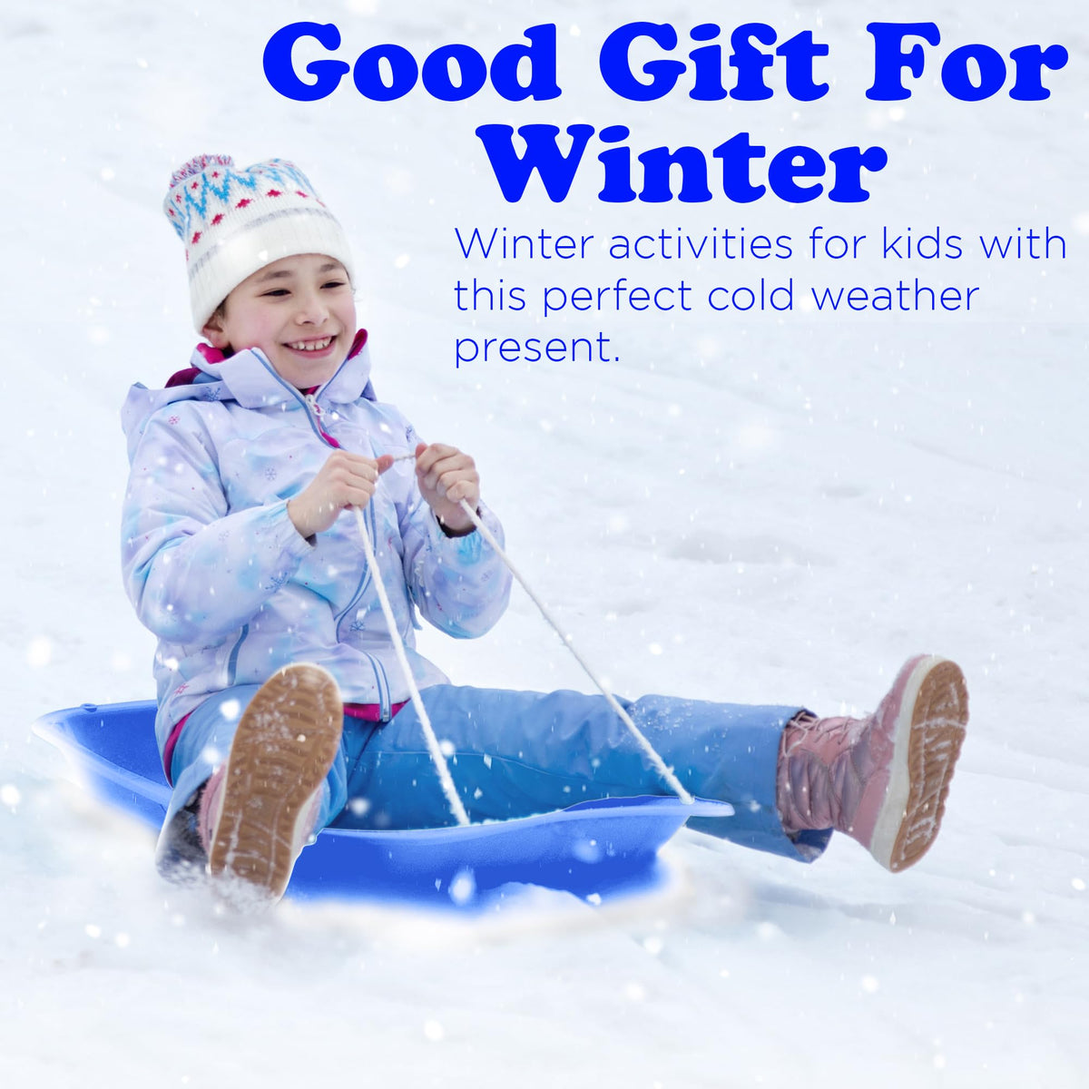 Kids Plastic Toboggan Snow Sled with Pull Rope 2 Pack I615700