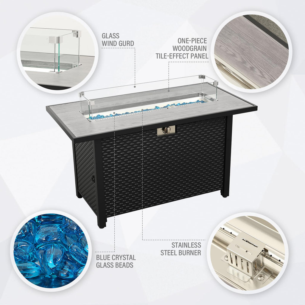 6 PCS Patio Furniture Set with Fire Table and Storage Box S79325