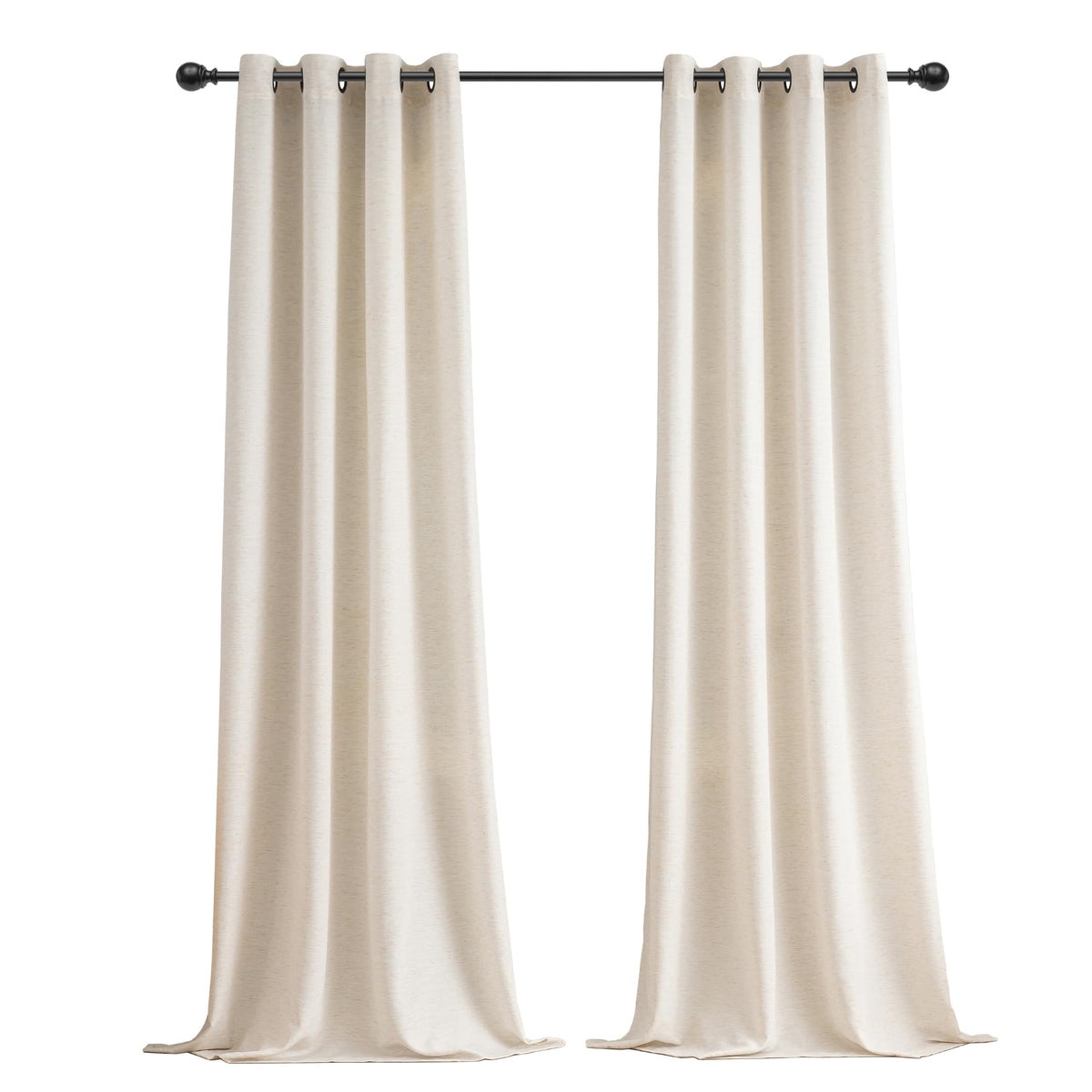 Natural Linen Curtains 90 Inches Long 2 Panels Black Grommets Z900