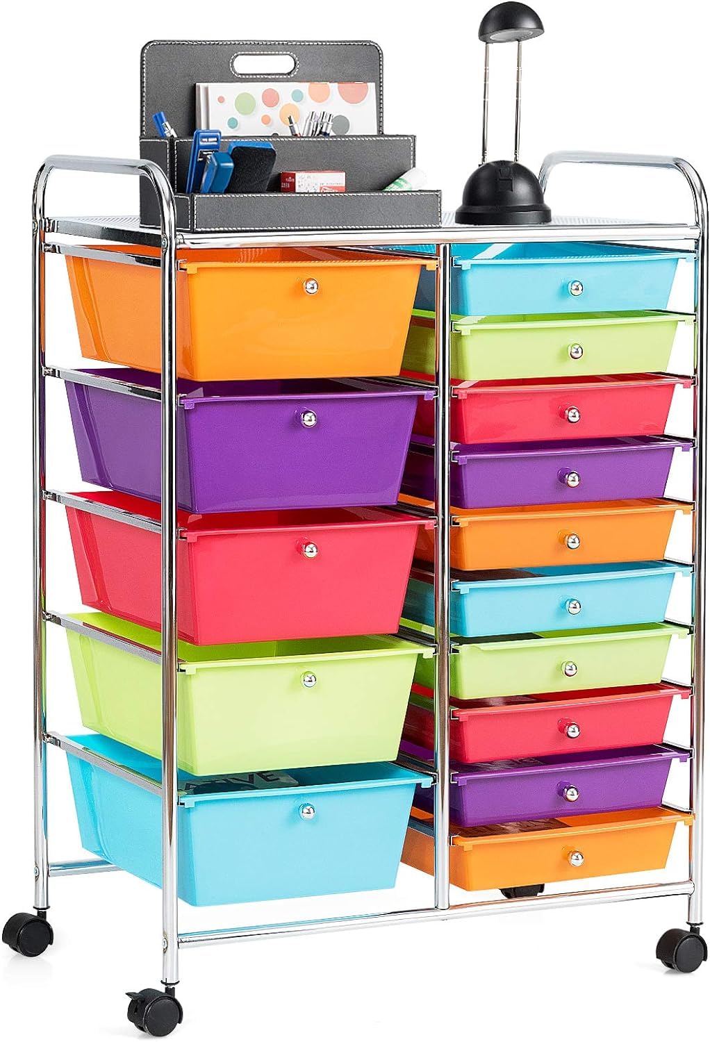 15 Drawer Rolling Storage Cart with Lockable Wheels Y99358