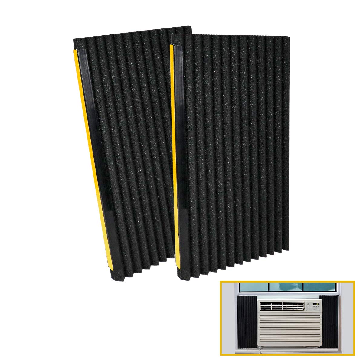 Window Air Conditioner Foam Insulation Panels, 2 Pack, Black, 17in High x 9in Wide W397