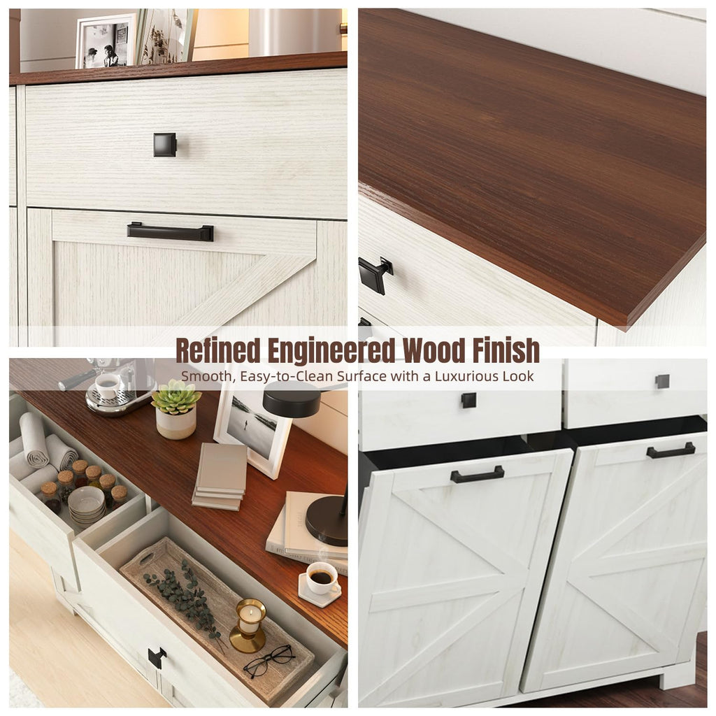 White Tilt Out Trash Can Cabinet R27172