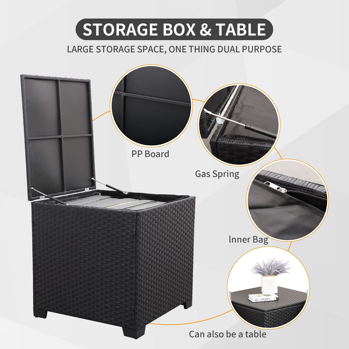 6 PCS Patio Furniture Set with Fire Table and Storage Box S79325