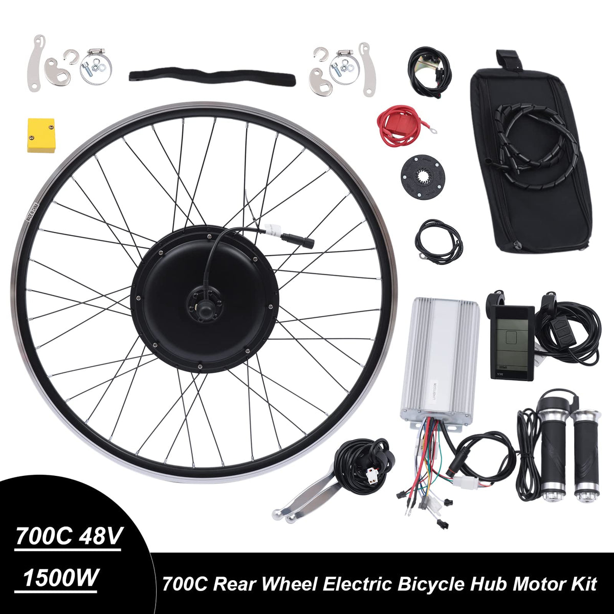 48V 1500W 700C Rear Wheel Electric Bike Conversion Kit with LCD Display V396