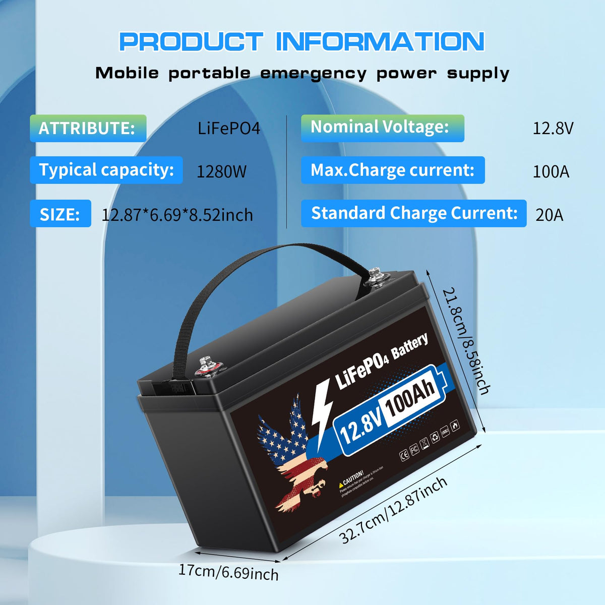 12V 100Ah LiFePO4 Lithium Battery Group 31 O487328