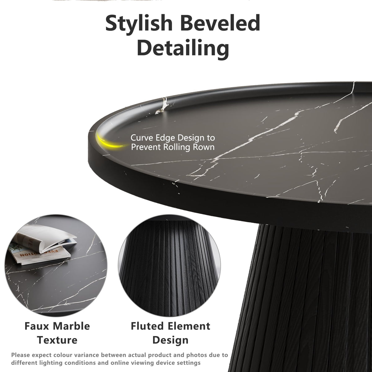 Black Marble Veneer Nesting Coffee Table Set of 2 K3316
