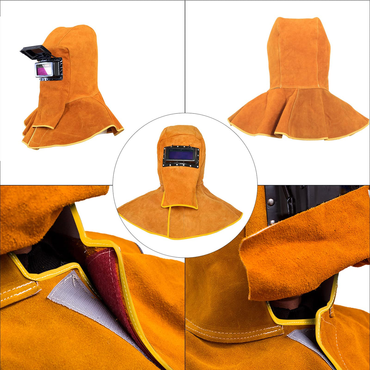 Cowhide Leather Welding Hood with Auto Darkening Filter X2234
