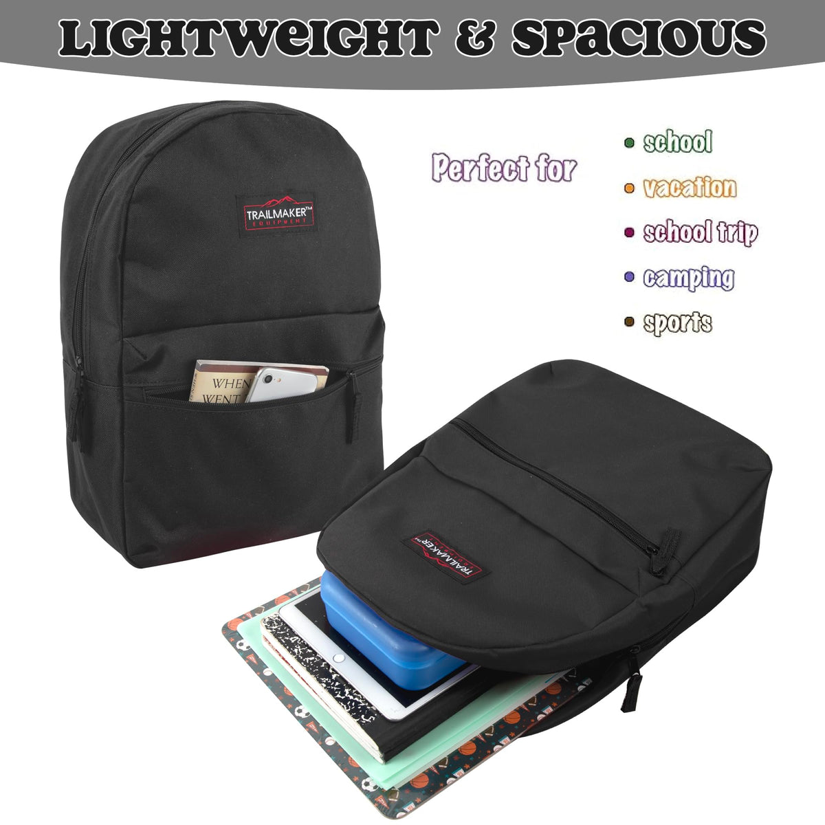 17 inch Backpacks with Adjustable Padded Straps S258