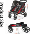 4 Wheel Foldable Dog Stroller with Mesh & Sunroof N739
