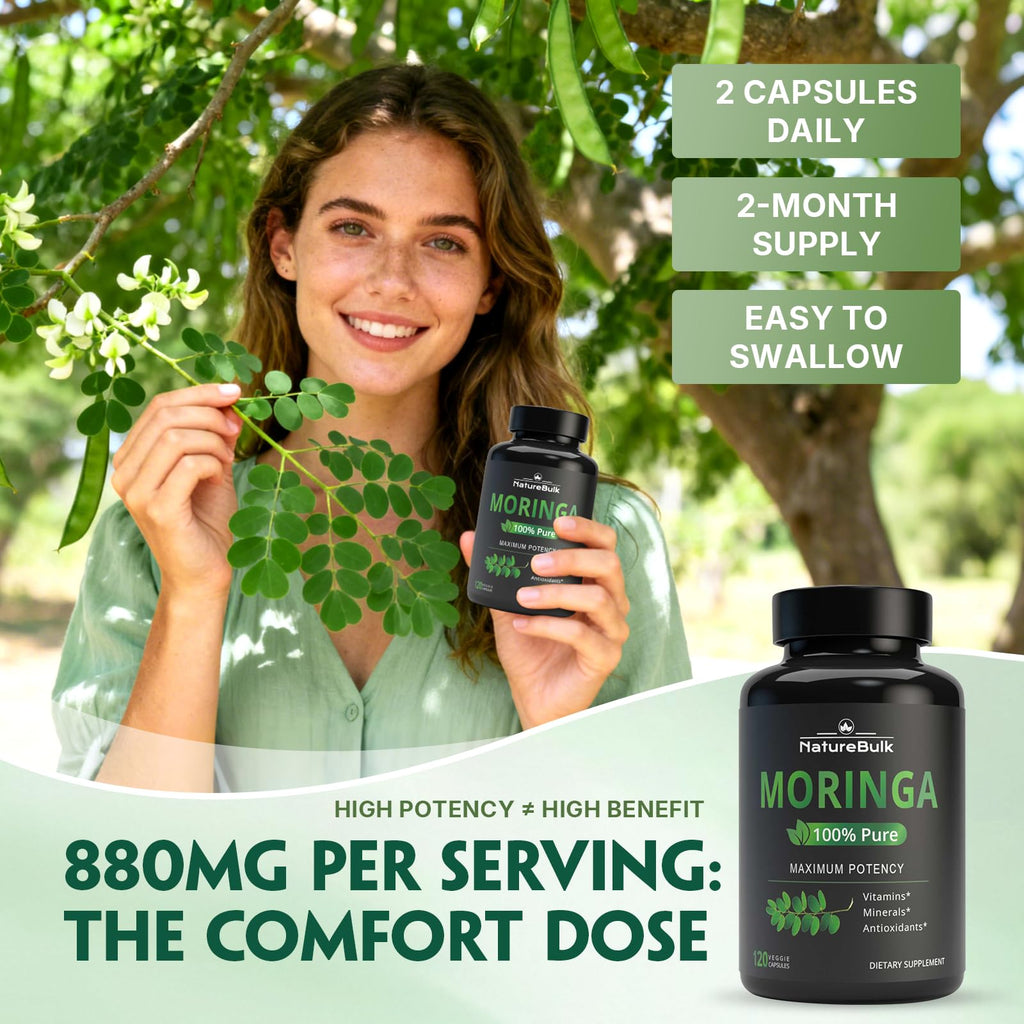 Moringa Oleifera Leaf Powder 880mg 120 Capsules F434