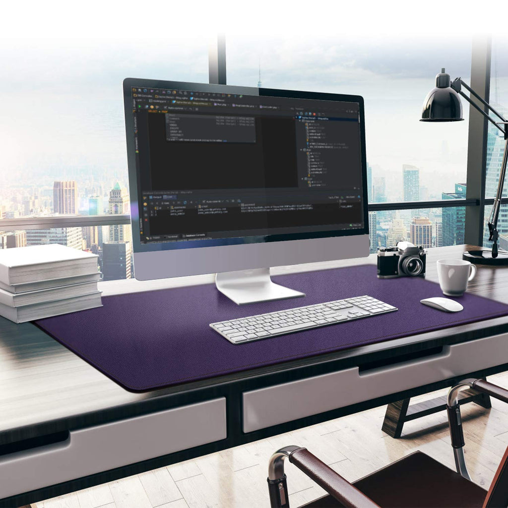 38"x16" Purple PU Leather Desk Pad D4342