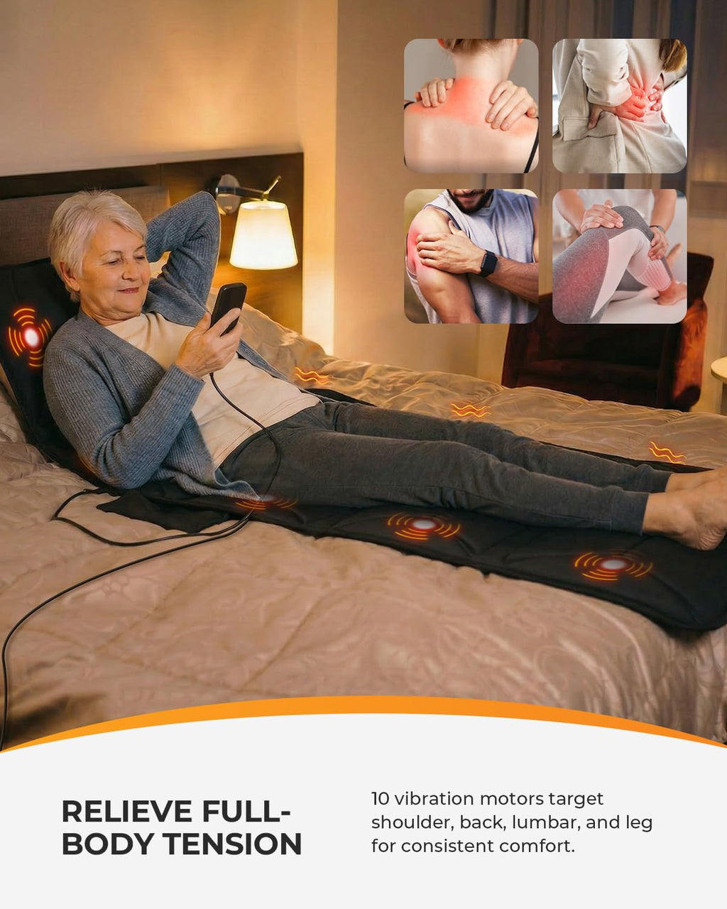 Heated Full Body Massage Pad with Vibration D10611