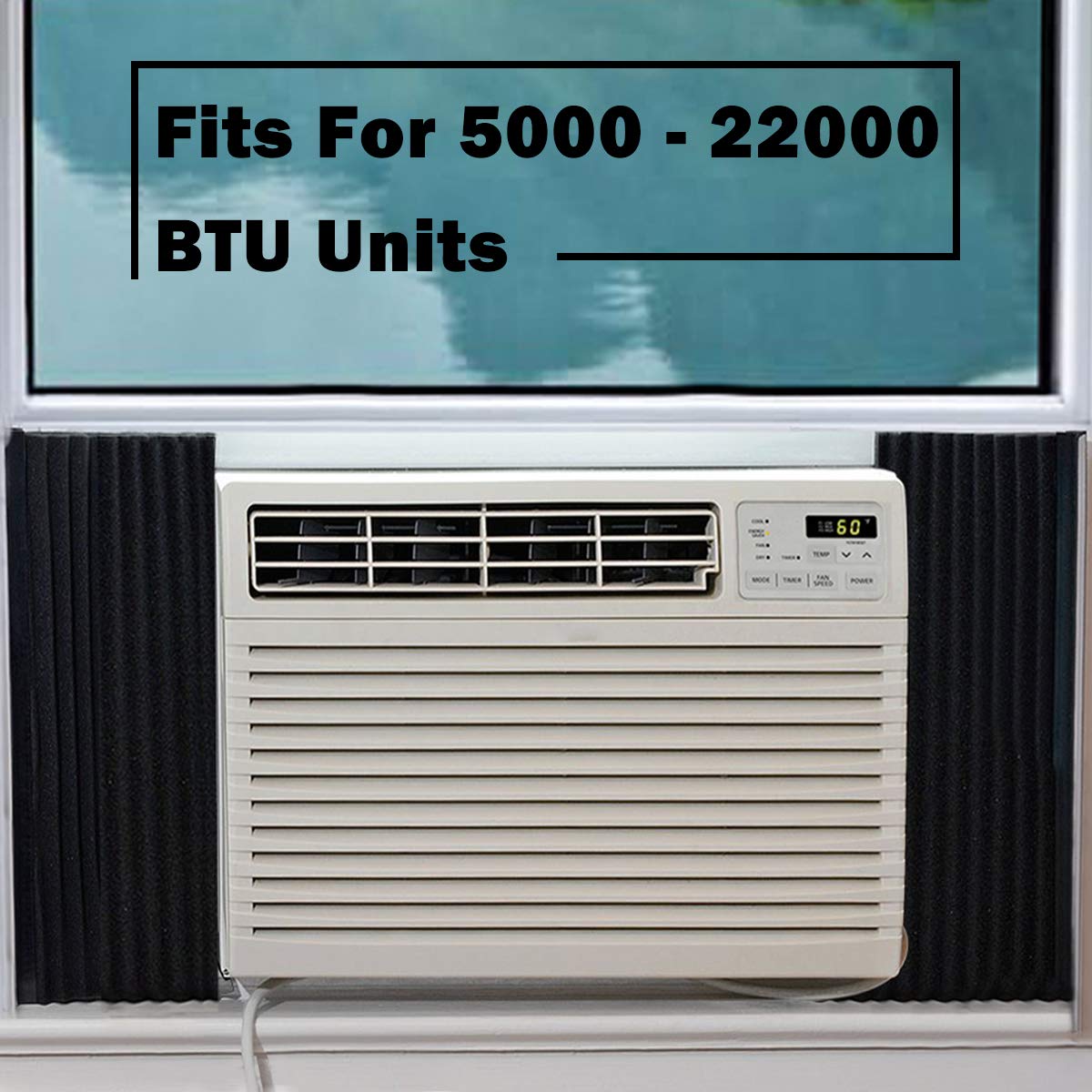 Window Air Conditioner Foam Insulation Panels, 2 Pack, Black, 17in High x 9in Wide W397