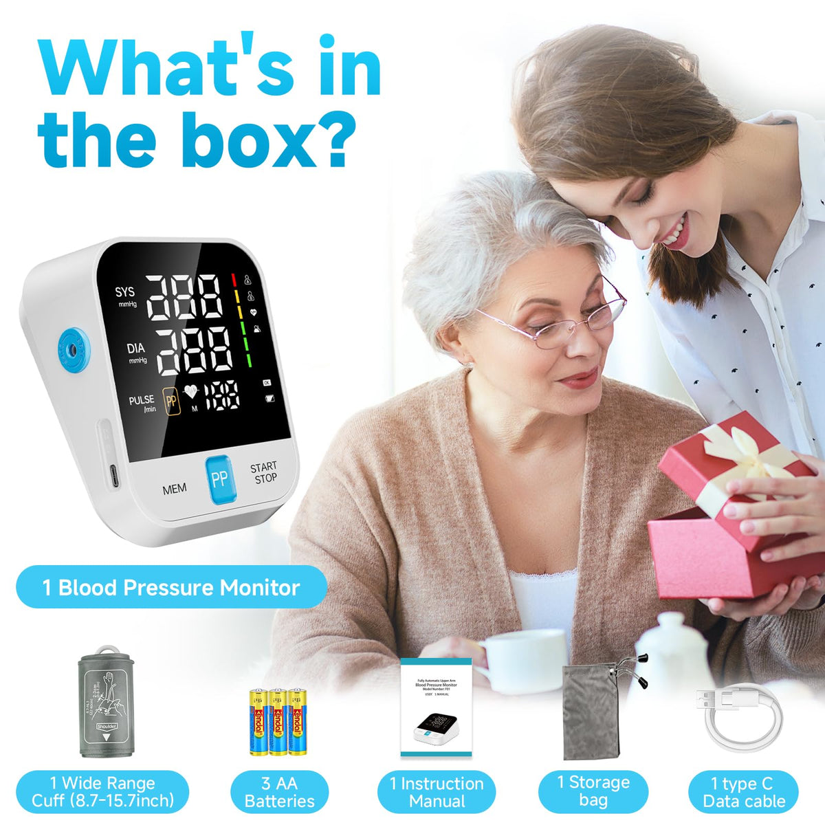 Automatic Upper Arm Blood Pressure Monitor with Large Cuff J430124
