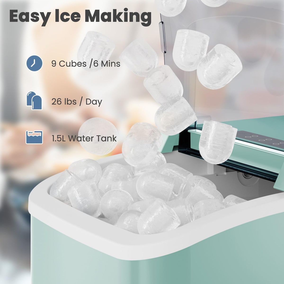 Green Portable Countertop Ice Maker B962