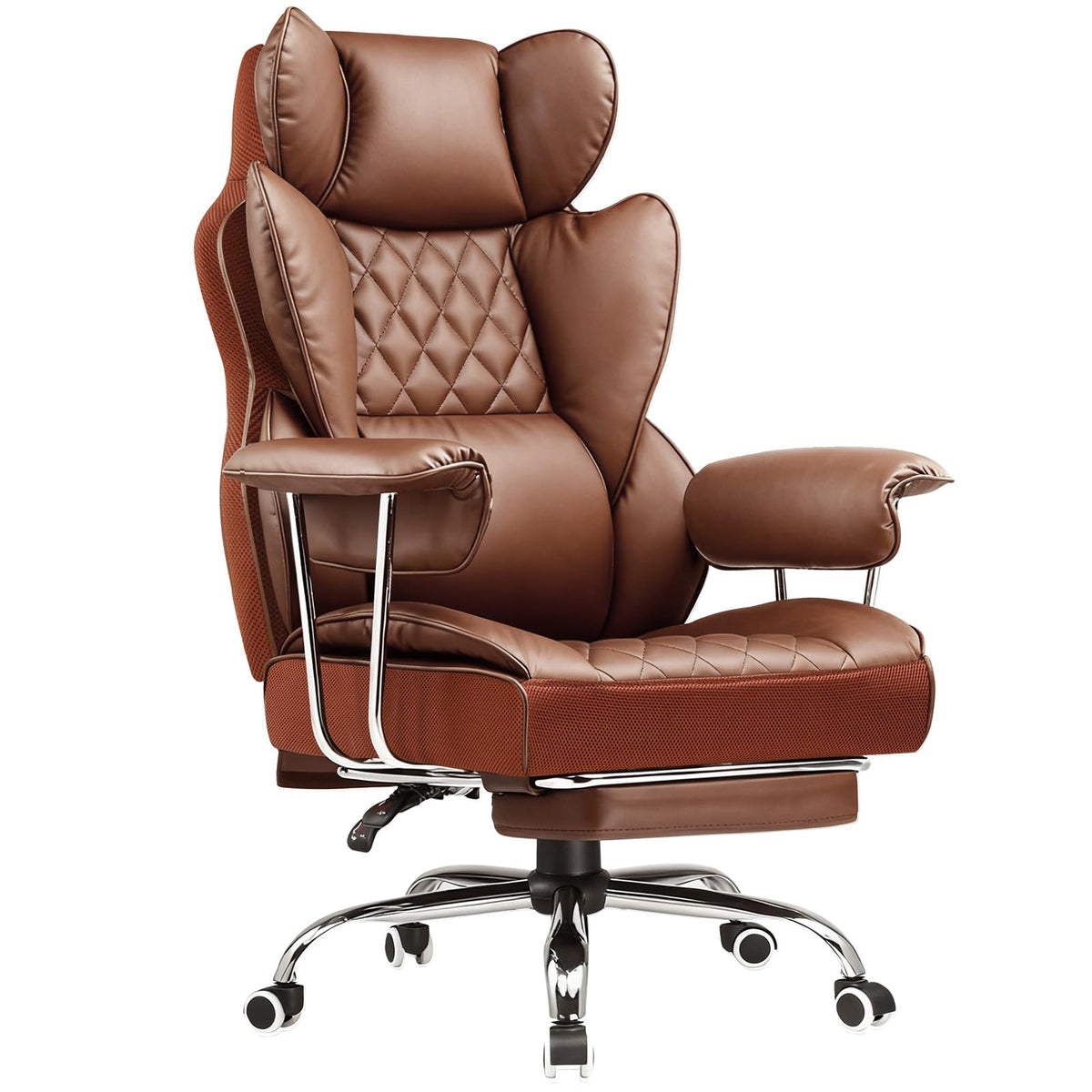 Big and Tall High Back Leather Office Chair with Footrest X81955