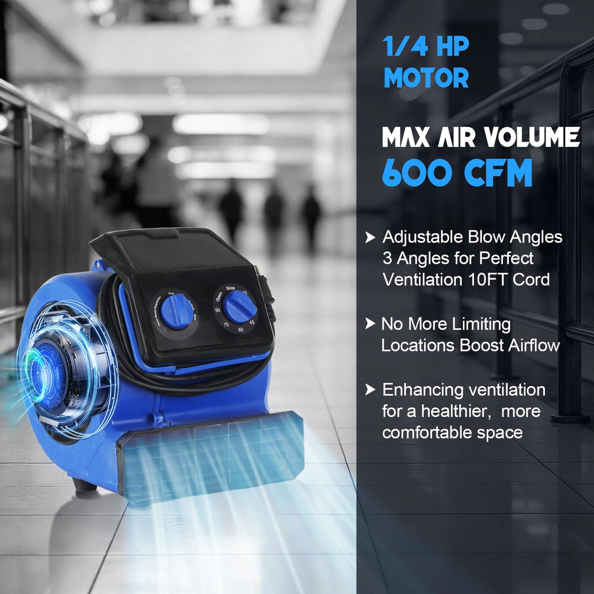 1/4HP 600CFM 3 Speeds Air Mover Fan E2731