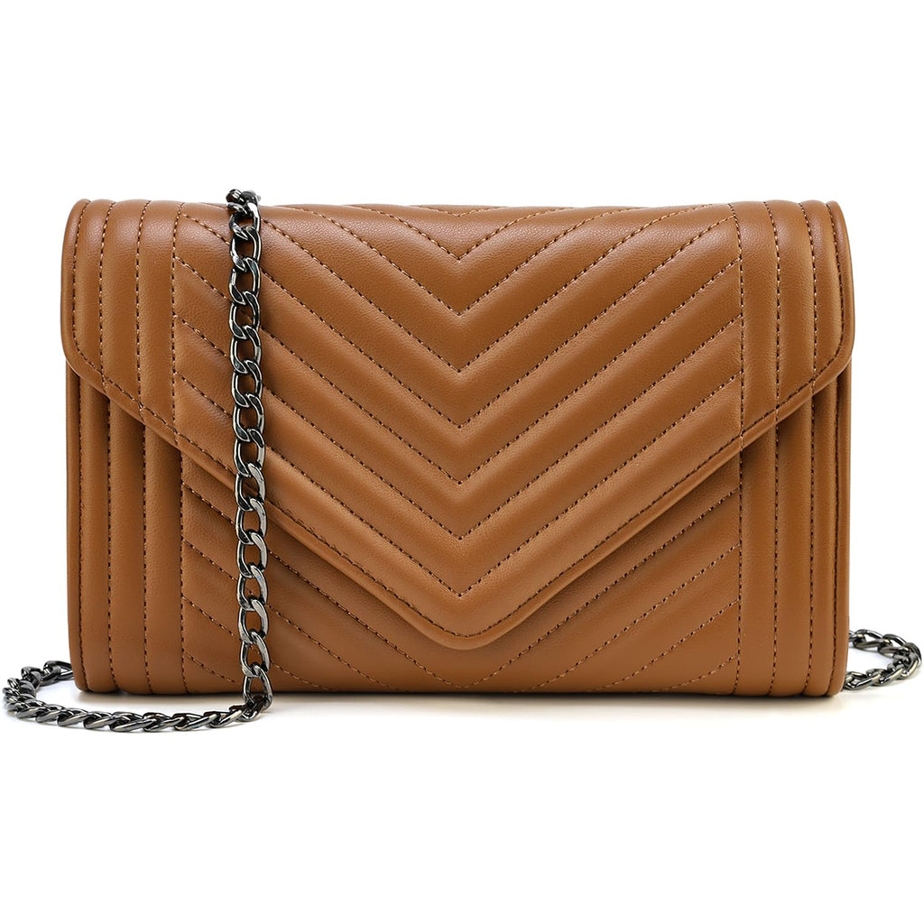 Small Leather Quilted Crossbody Bag with Chain Strap P2365