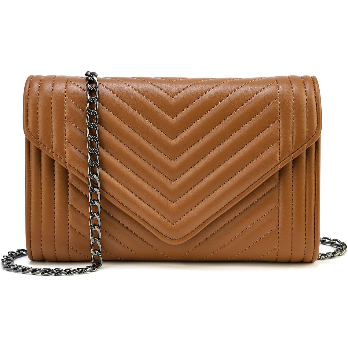 Small Leather Quilted Crossbody Bag with Chain Strap P2365