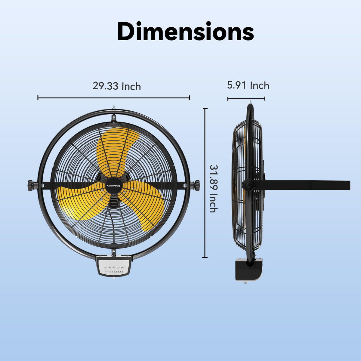 20 Inch 3 Speed 5200 CFM Wall Mount Fan G776