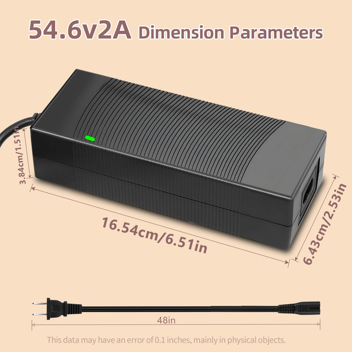 54.6V 2A Lithium Battery Charger with 5 Adapter Plugs D630