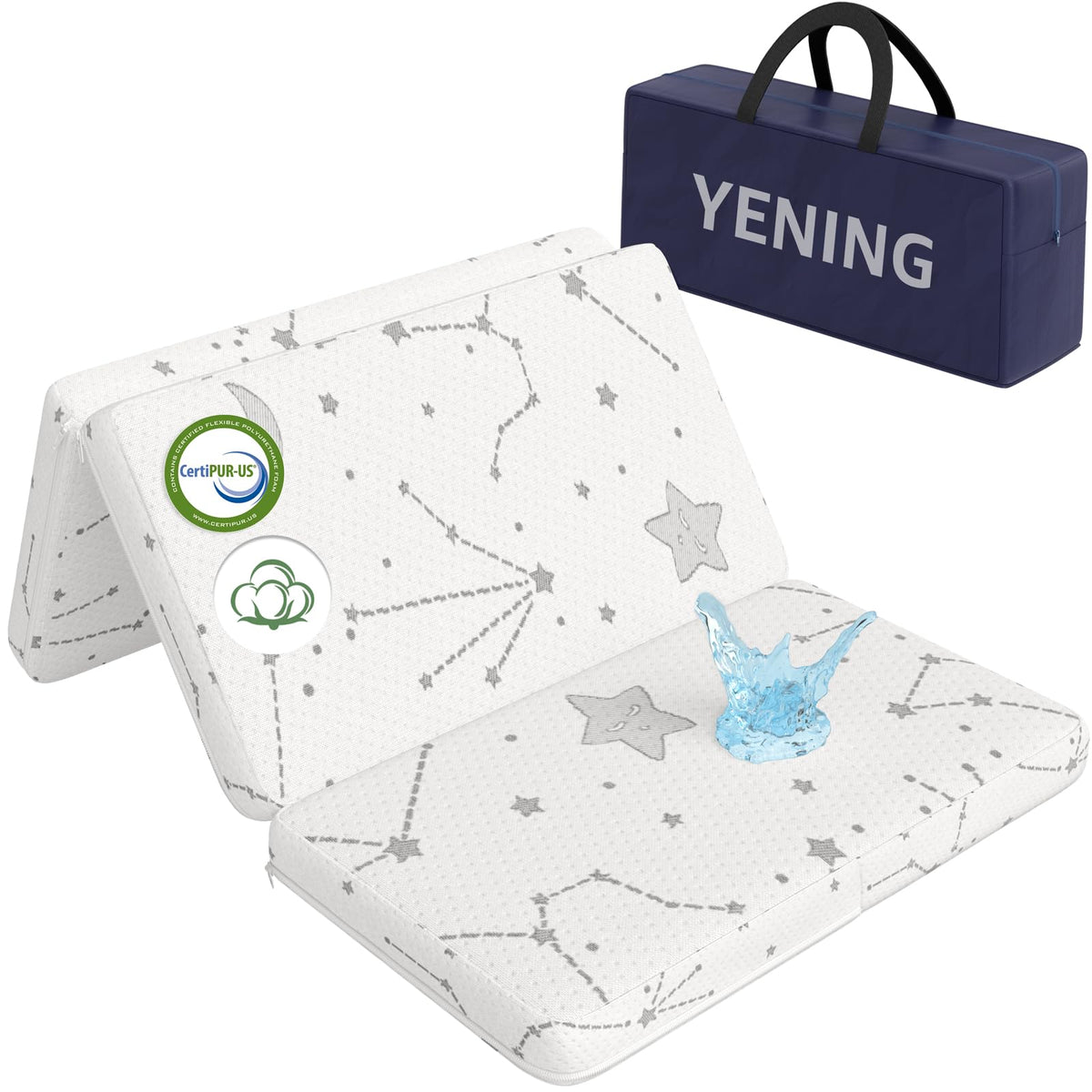 Organic Cotton Trifold Pack and Play Mattress Pad B737